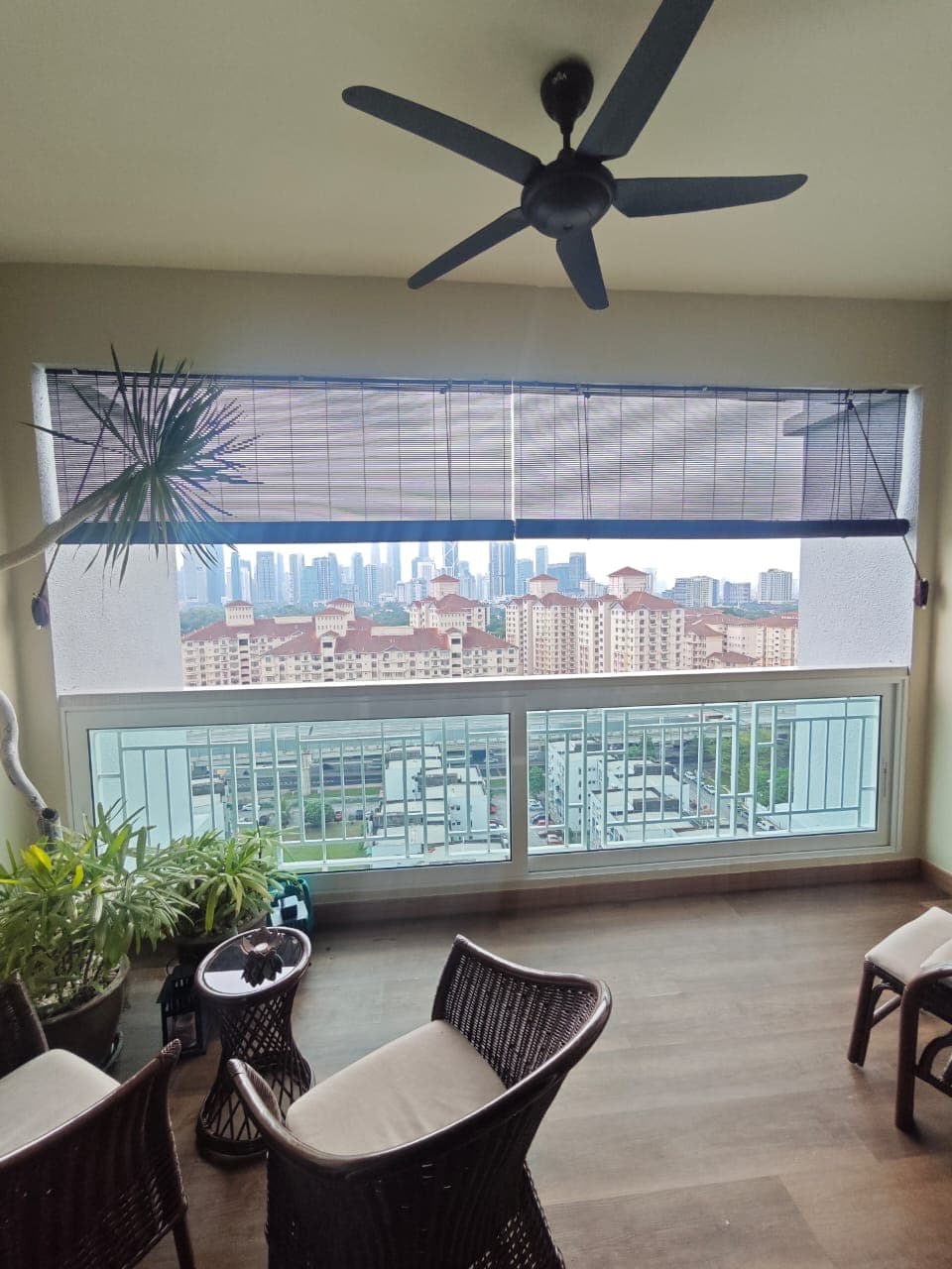 Outdoor wooden blinds installed on balcony Malaysia